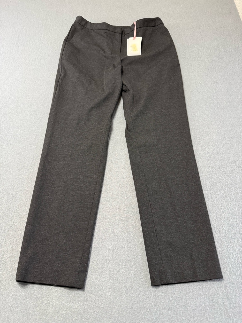 Alex Marie Women’s Gray Dress Pants Flat Front Straight Leg Knit Washable